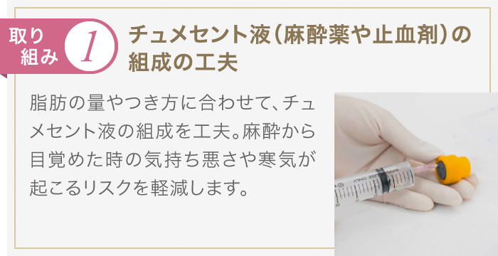 チュメセント液（麻酔薬や止血剤）の組成の工夫